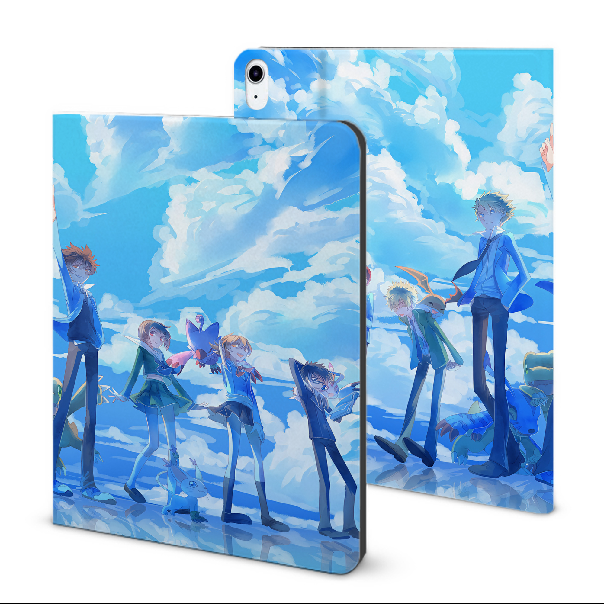 （画像用） Digimon デジタルモンスター/デジモン IPad ケース ブック型 PUレザー TPU 耐衝撃 軽量 薄型 ペン収納なし 全面保護 IPad 各モデル対応